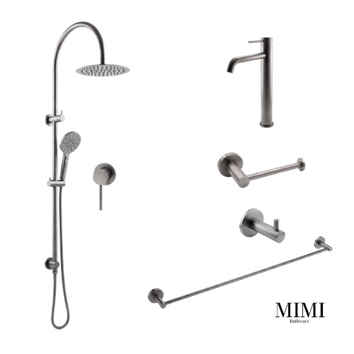 Mimi Gun Metal Basin Mixer Tapware Package