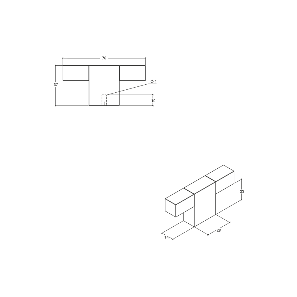 Momo Hako Knob - Line Drawing