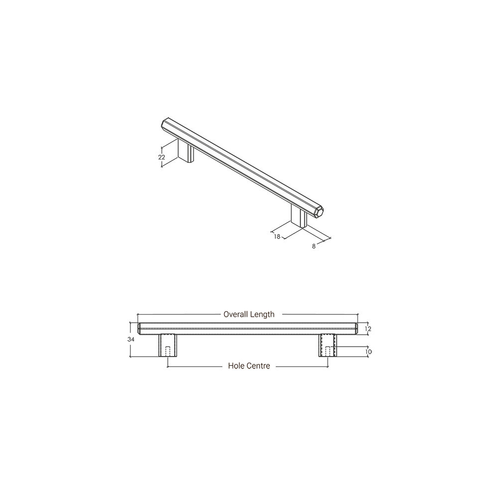 Momo Hendrix Bar Pull - Line Drawing