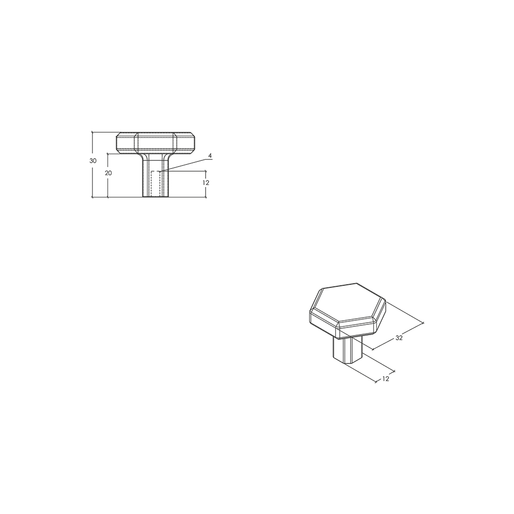 Momo Hendrix Round Knob - Line Drawing
