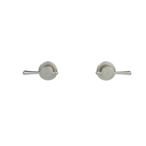 Meir Harrington Quarter Turn Wall Tap Set Brushed Nickel
