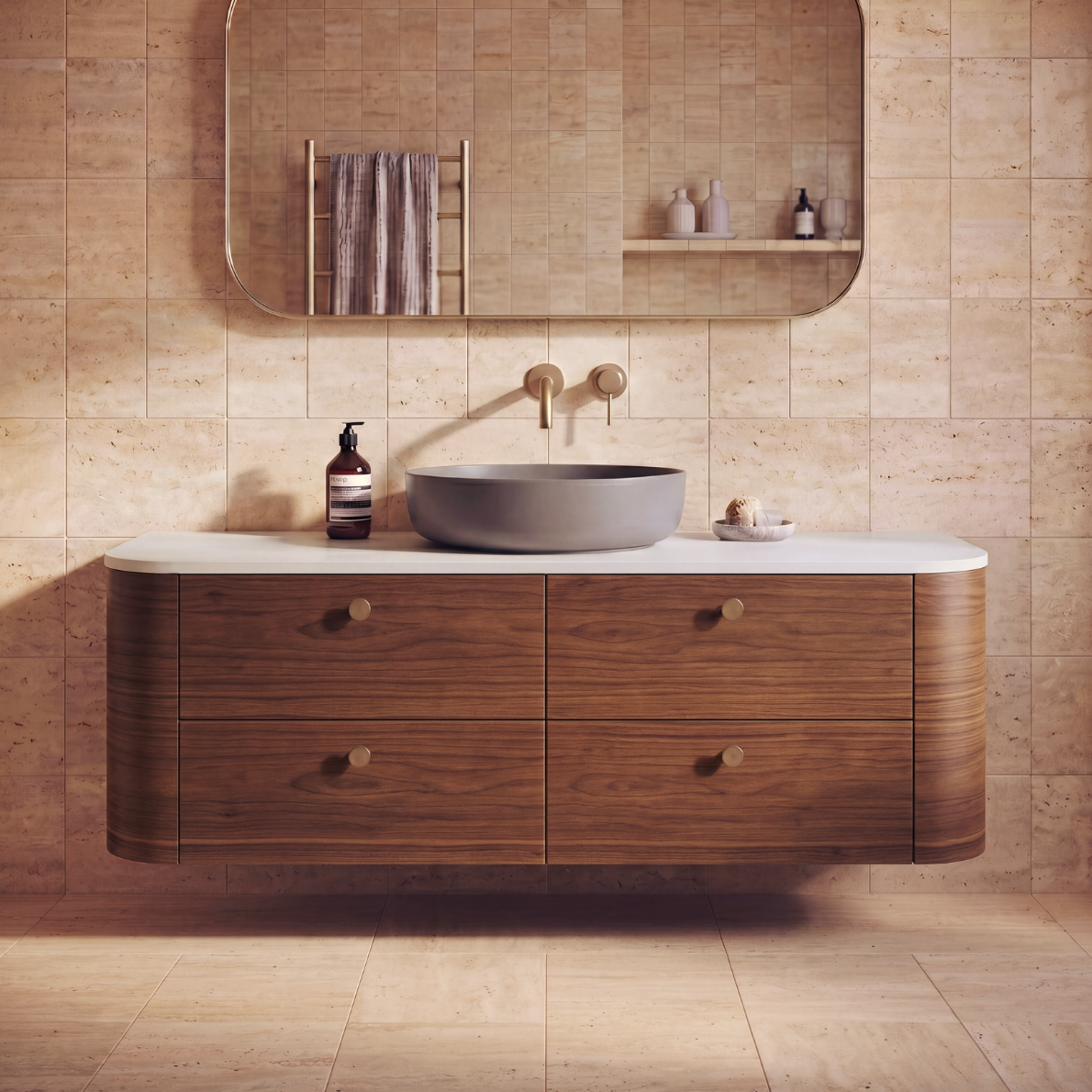 Fifth Avenue Hudson Curved Wall Hung Vanity