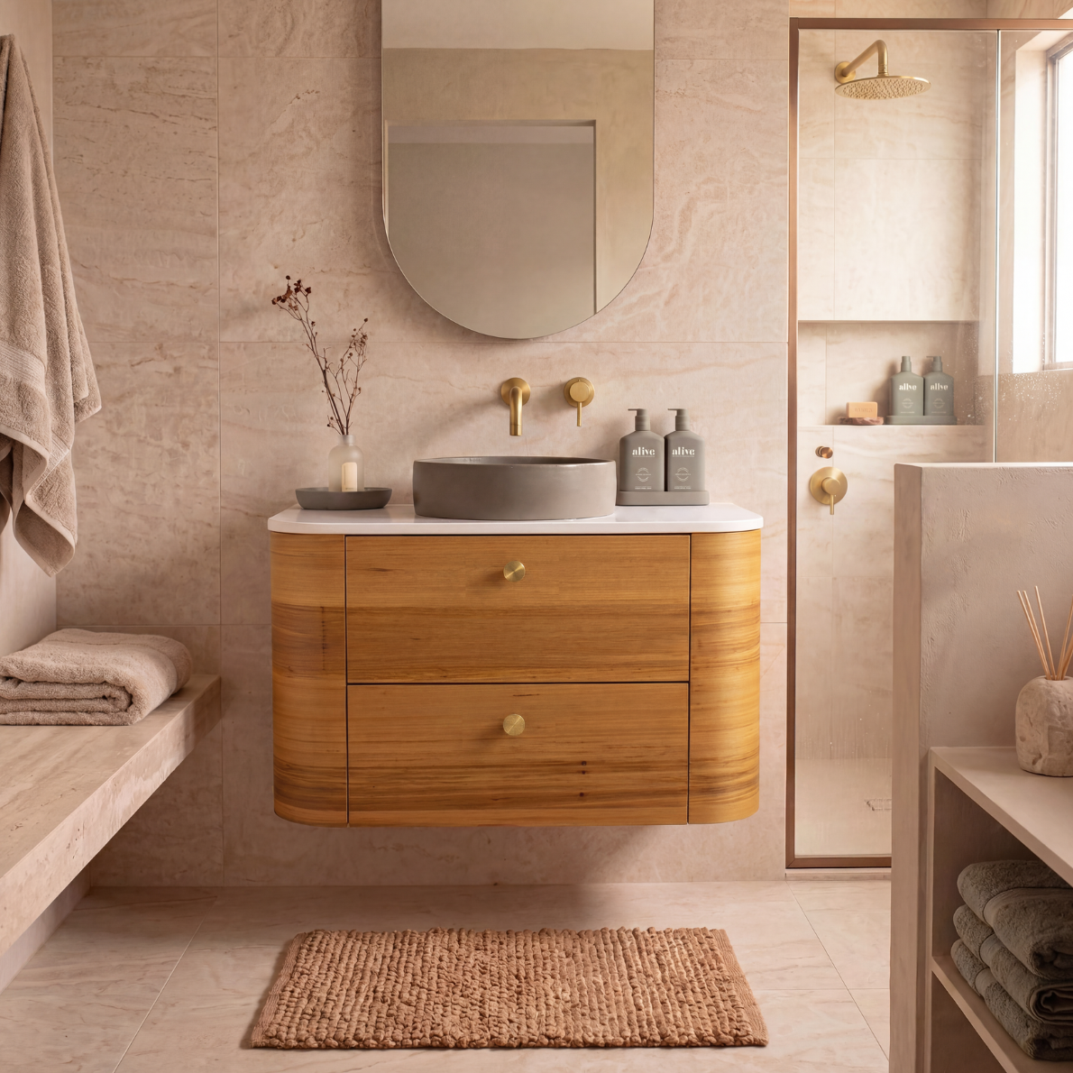 Fifth Avenue Hudson Curved Wall Hung Vanity