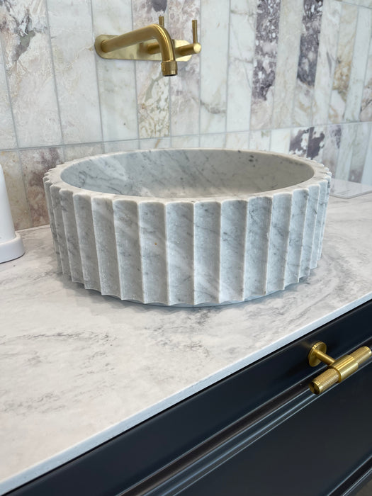 Zen Fluted Carrara Marble Basin