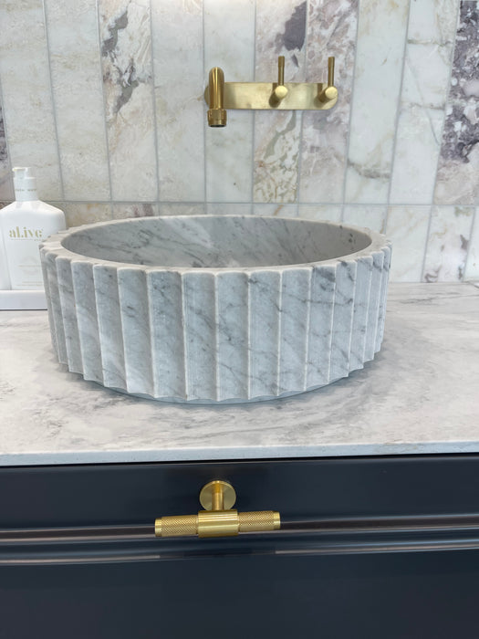 Zen Fluted Carrara Marble Basin