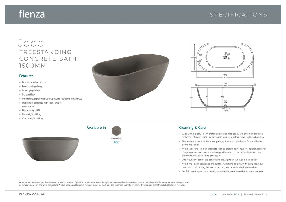 Jada Concrete Bath - Designer Bathware