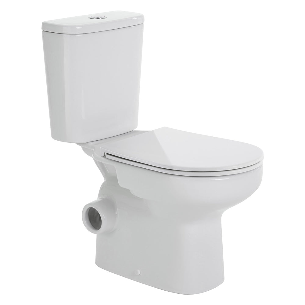 Fienza Petra Close Coupled Toilet Suite left Skew Trap Gloss White Slim Seat