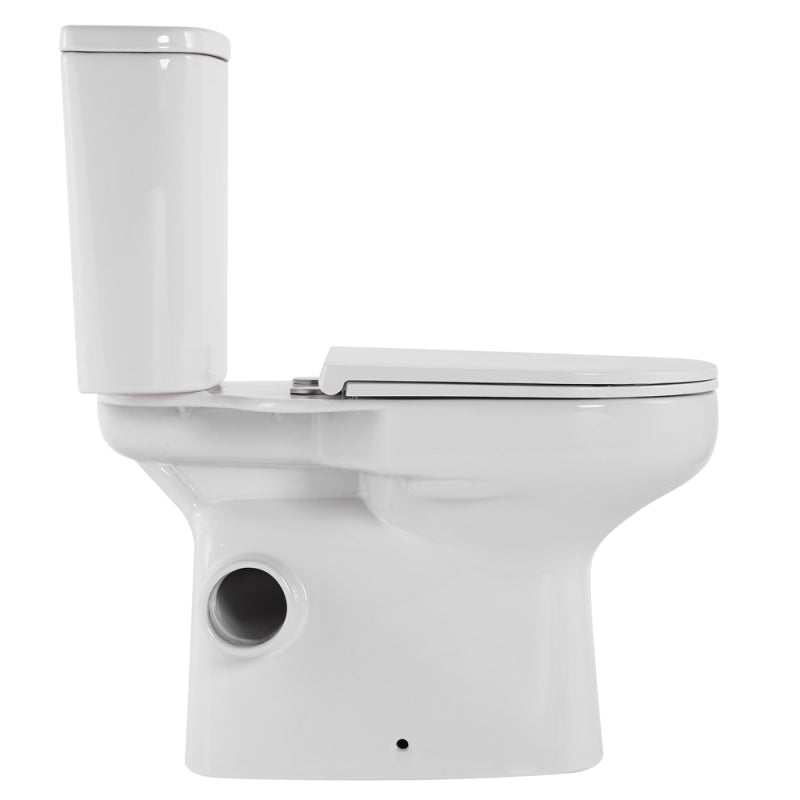 Fienza Petra Close Coupled Toilet Suite left Skew Trap Gloss White Slim Seat