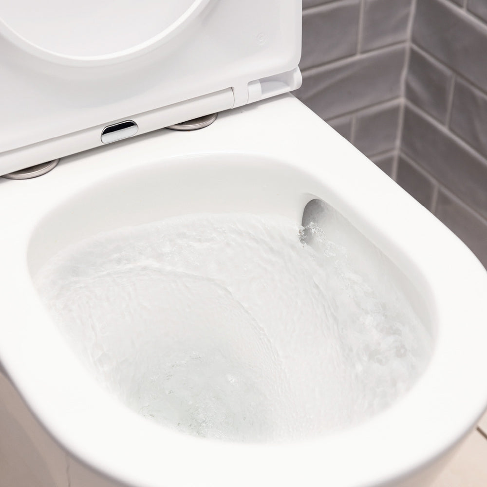 Fienza Tono Tornado Flush Back-to-Wall Toilet Suite, Gloss White with Slim Seat