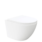Fienza Koko Gloss White Rimless Tornado Wall Hung Toilet Pan Slim Seat