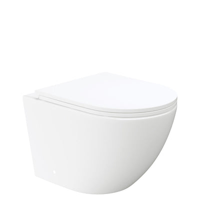 Fienza Koko Gloss White Rimless Tornado Wall Hung Toilet Pan Slim Seat