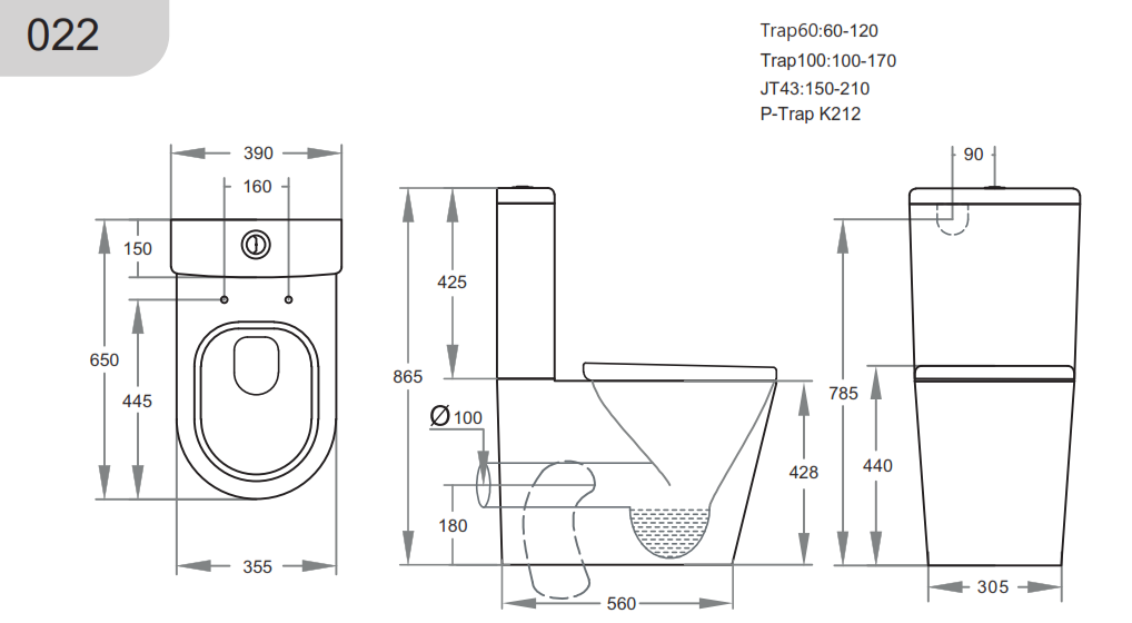 KDK 022 Rimless Back To Wall Toilet Suite