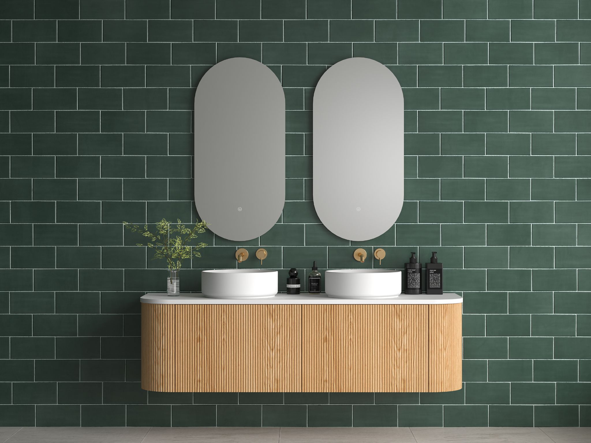 Mimi Oak Contour Curved Wall Hung Vanity