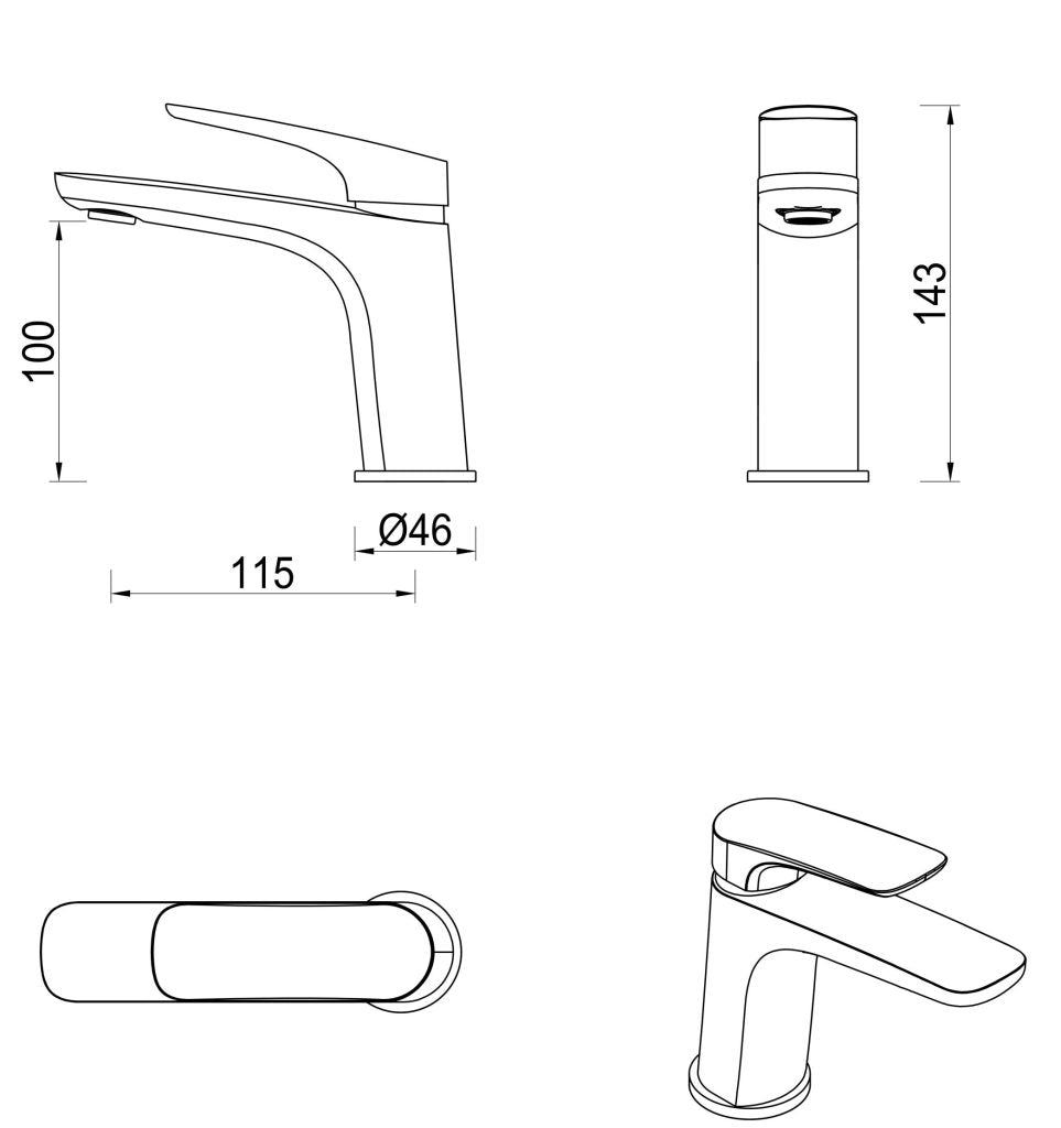 Bella Vista Kaza Basin Mixer - Chrome - Specifications