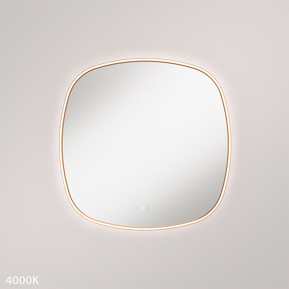 Fienza Kiara LED Framed Squircle Mirror, 700mm, Brushed Copper