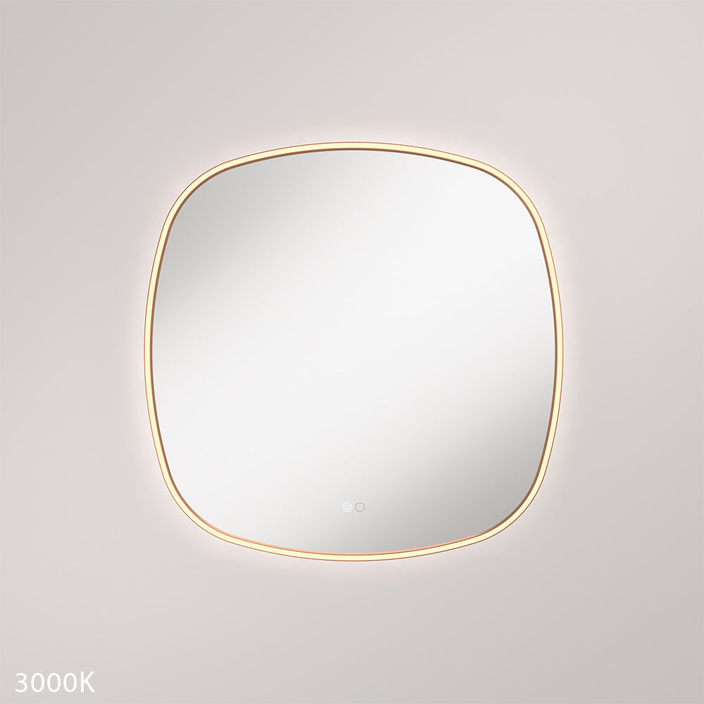 Fienza Kiara LED Framed Squircle Mirror, 700mm, Brushed Copper