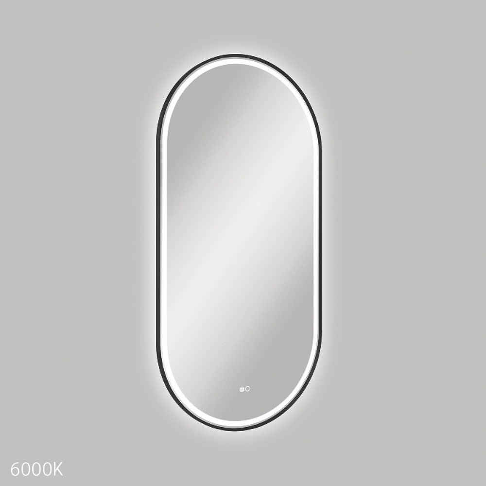 Empire LED Matte Black Framed Mirror, 600 x 1200mm
