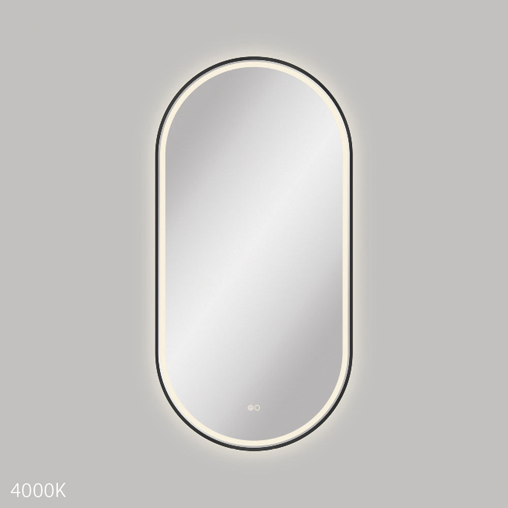 Empire LED Matte Black Framed Mirror, 600 x 1200mm