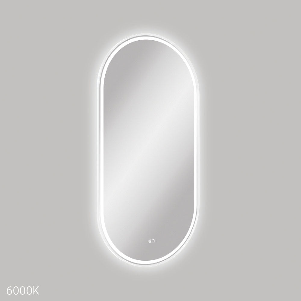 Empire LED Matte White Framed Mirror, 600 x 1200mm