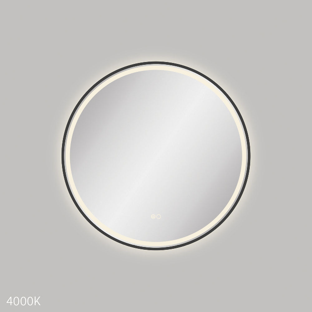 Reba LED Matte Black Framed Mirror, 700mm