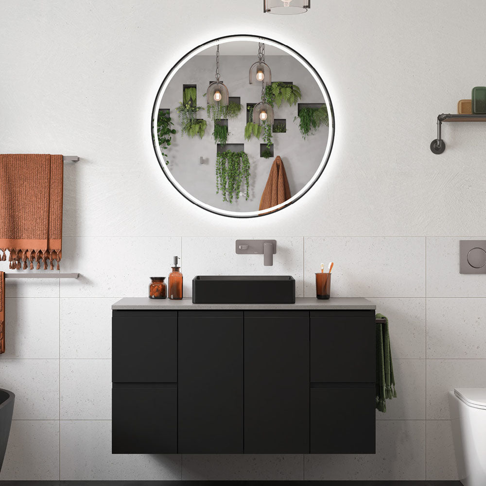 Reba LED Matte Black Framed Mirror, 700mm