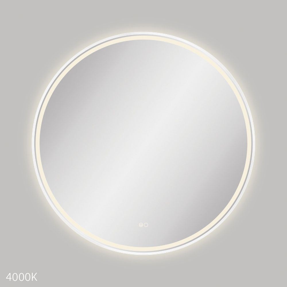 Reba LED Matte White Framed Mirror, 900mm