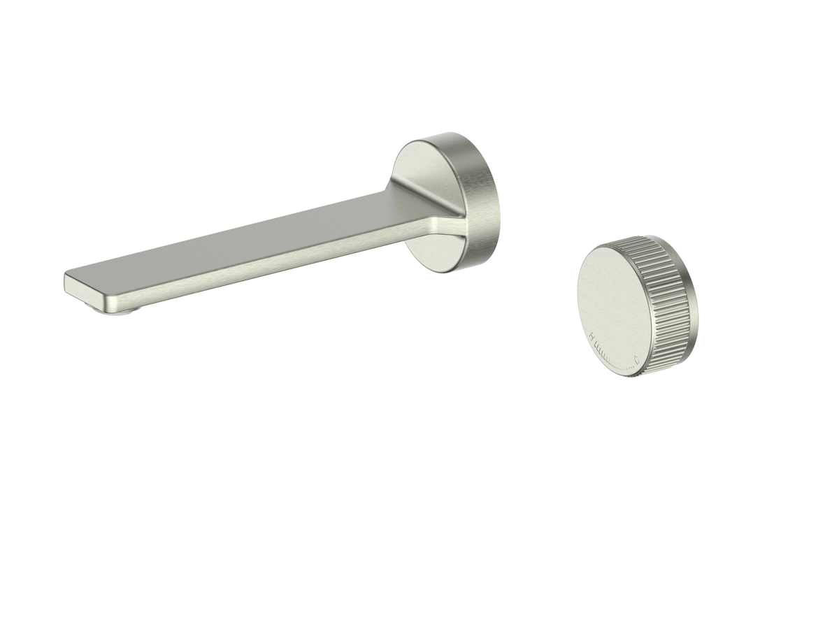 Venza Two Hole Wall Mounted Basin Mixer - PVD Brushed Nickel