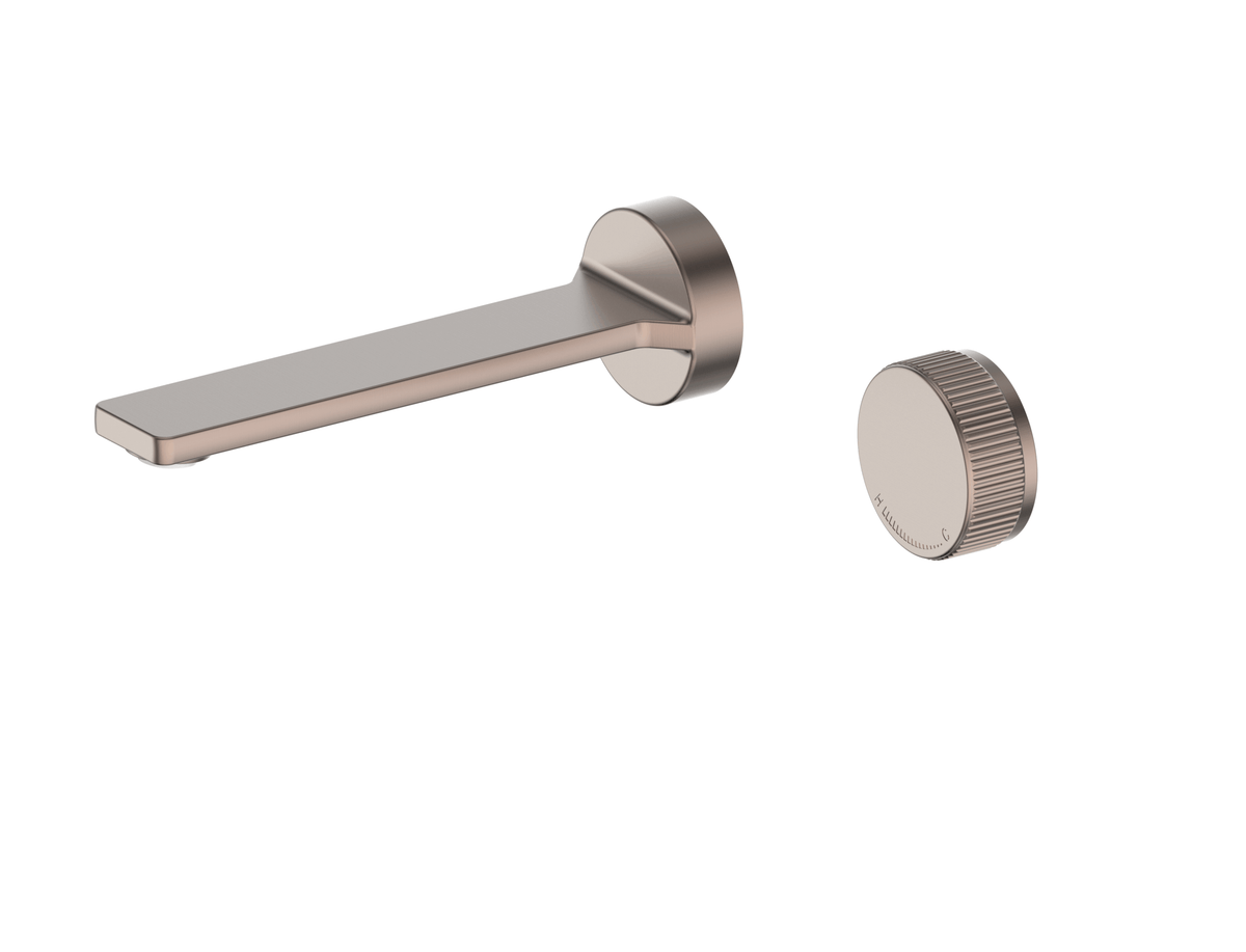 Venza Two Hole Wall Mounted Basin Mixer - PVD Brushed Bronze