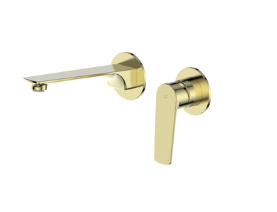 Greens Novi Wall Basin/Bath Mixer Set Brushed Brass