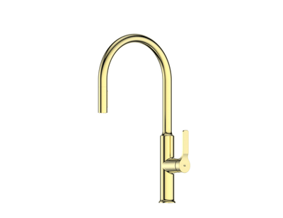 Greens Craft Pulldown Kitchen Mixer with Kitchen Spout - PVD Brushed Brass