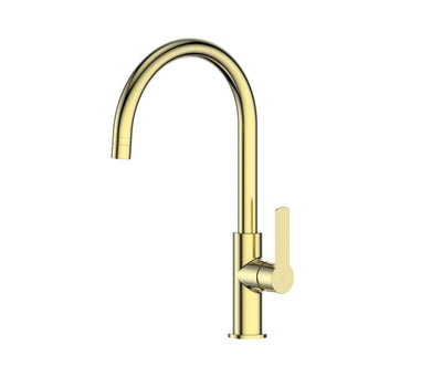 Greens Astro II Gooseneck Sink Mixer - PVD Brushed Brass