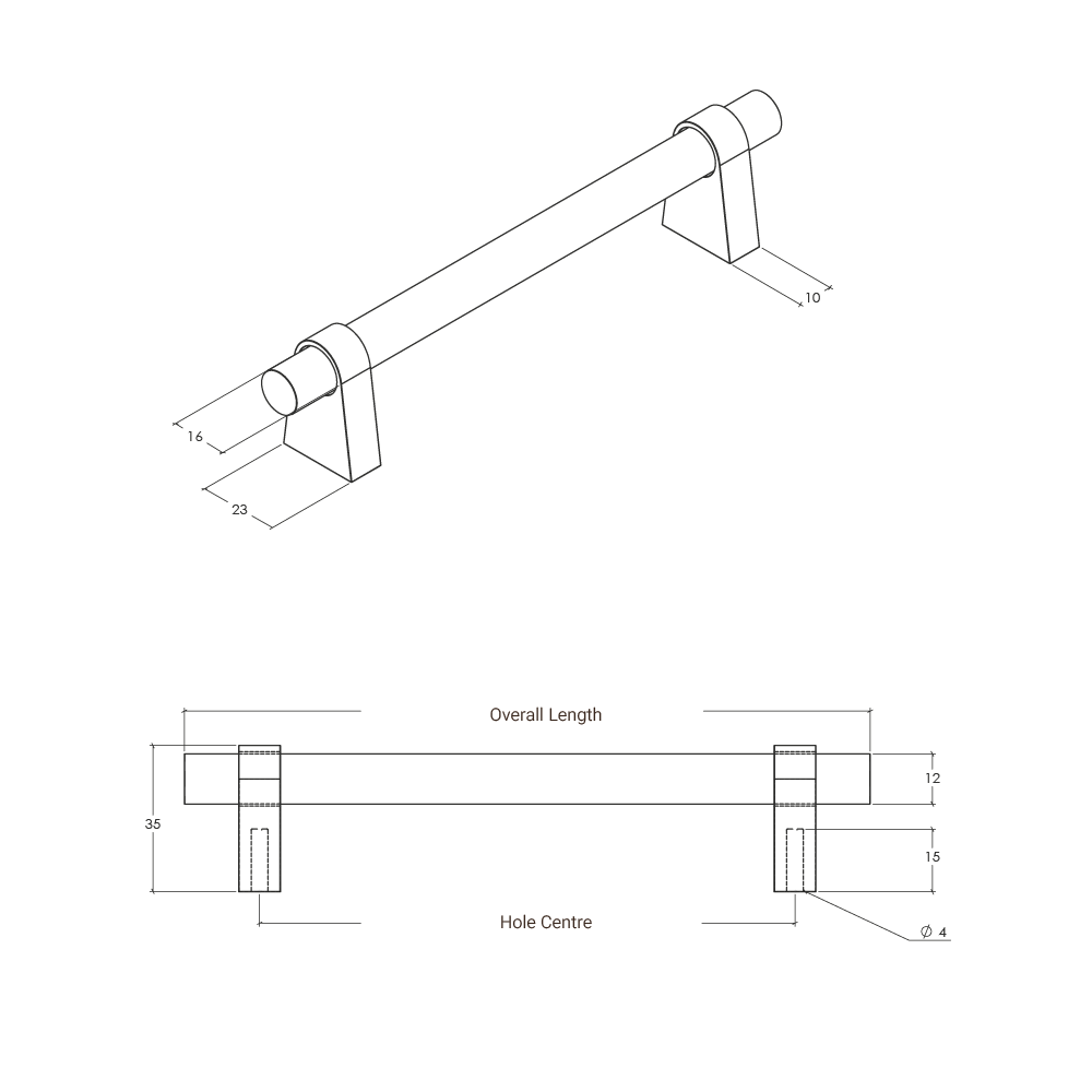 Momo Loreto Bar Pull - Line Drawing