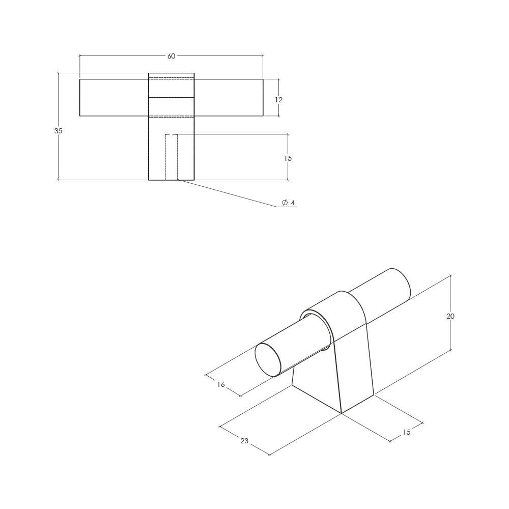 Momo Loreto T Knob - Line Drawing