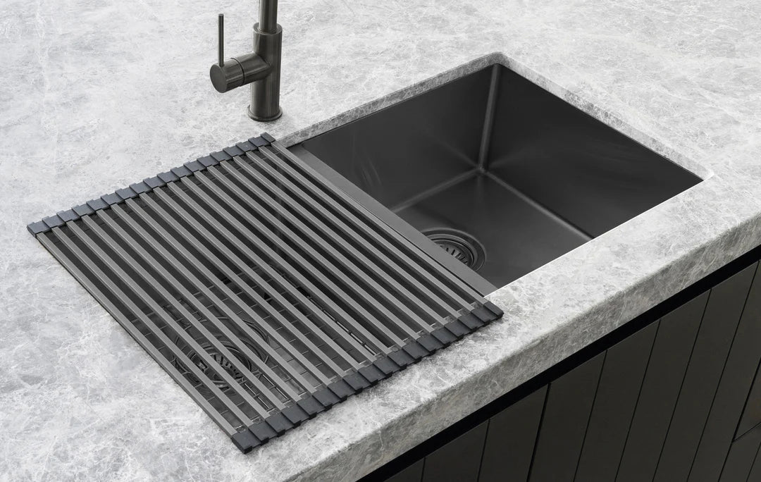 Meir Lavello Stainless Steel Rolling Mat Protector Gunmetal Black