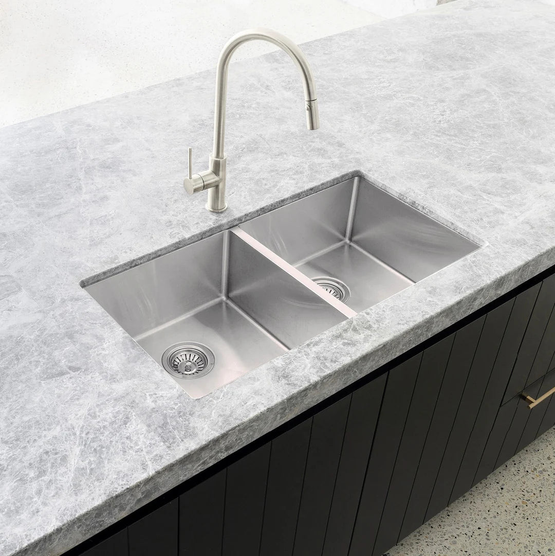 Meir Kitchen Sink - Double Bowl 760 x 440 - PVD Brushed Nickel