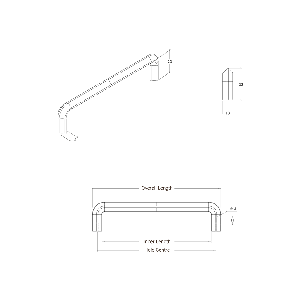 Momo Lumi D Handle - Line Drawing