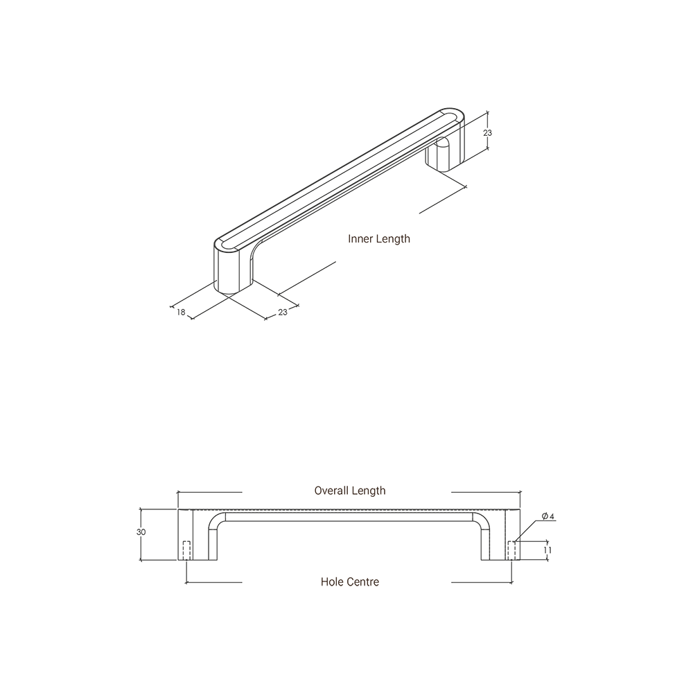 Momo Luv D Handle - Line Drawing