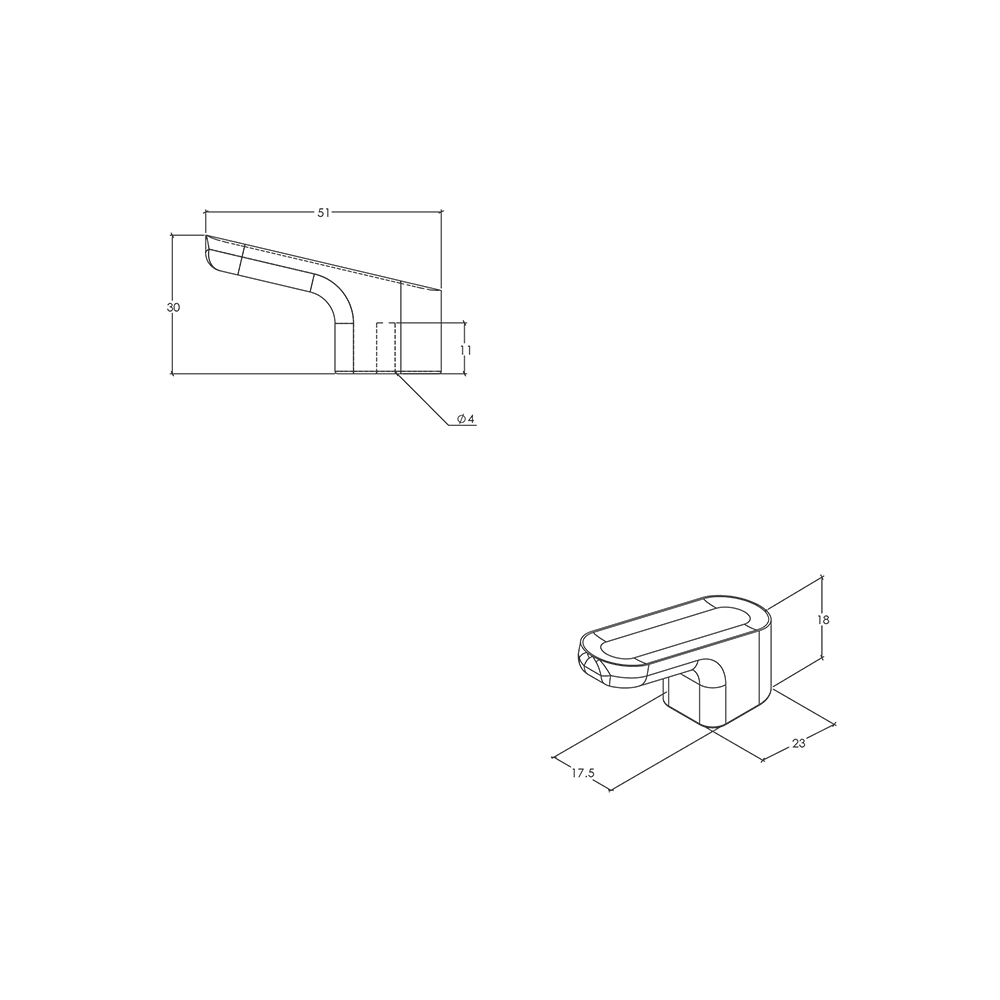 Momo Luv Angled Knob - Line Drawing