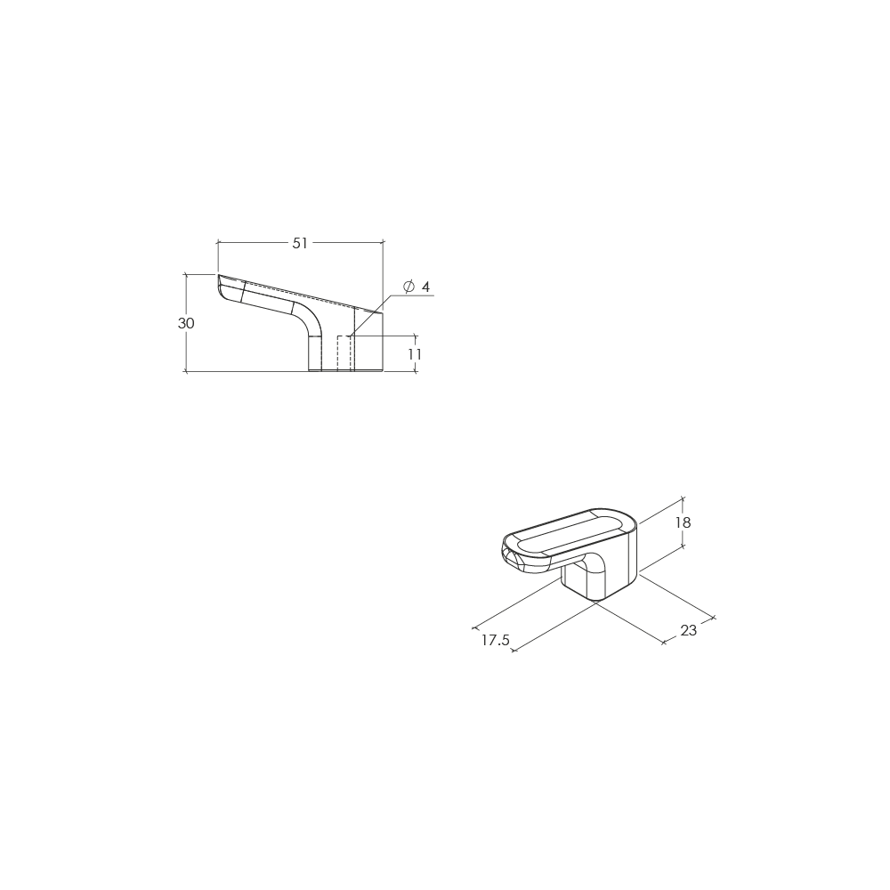 Momo Luv Wood Angled Knob - Line Drawing