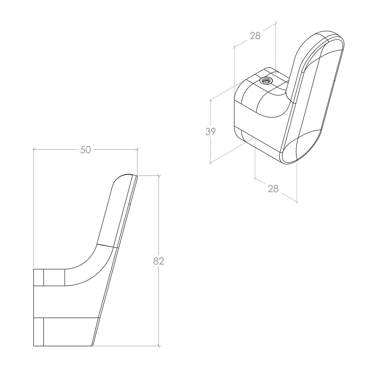 Momo Luv Wood Wall Hook - Line Drawing