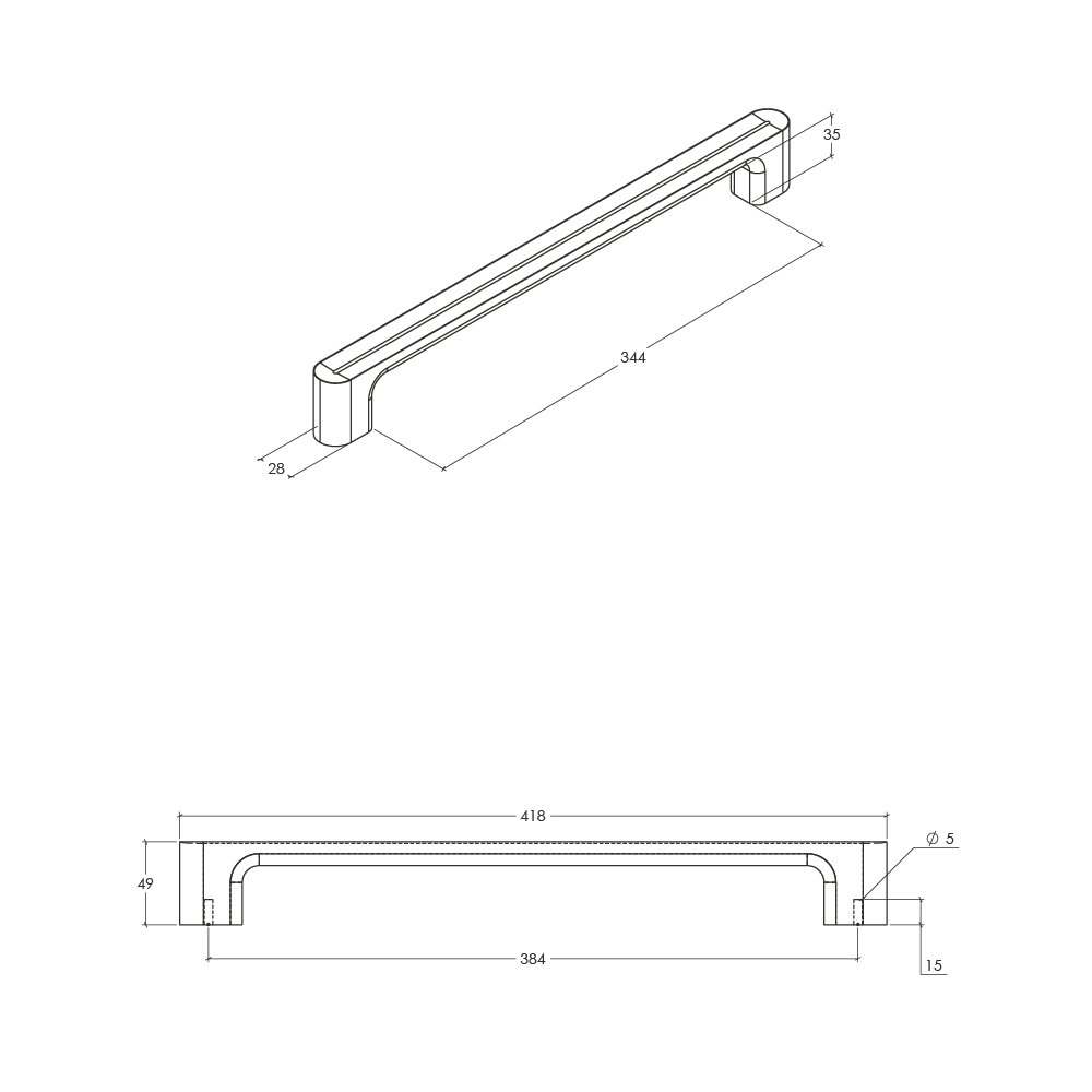 Momo Luv Wood Big D Handle - Line Drawing