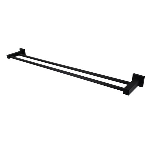 Modern National Lux Double Towel Rail 600mm - Matte Black