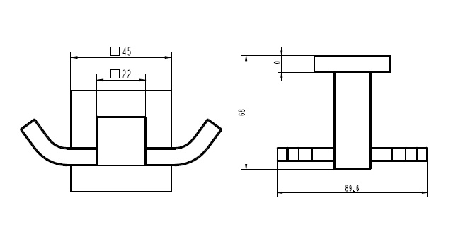 Lux Double Robe Hook - Line Drawing