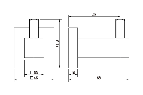 Lux Single Robe Hook line drawing