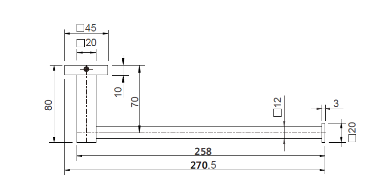 Lux Towel Holder line drawing