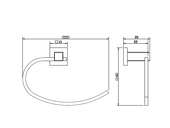 Lux Towel Ring line drawing