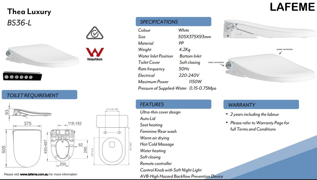 Lafeme Thea Luxury Bidet Seat