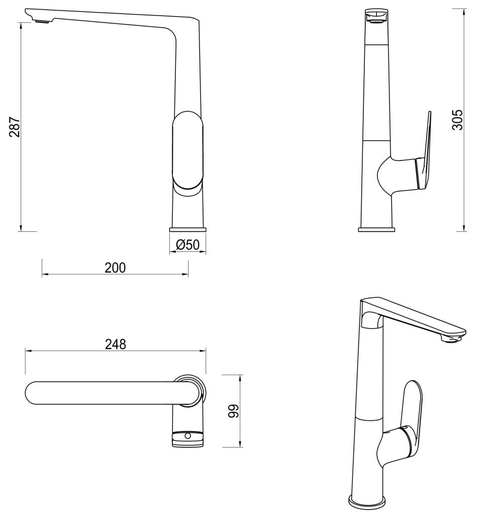 Bella Vista Lantra Sink Mixer - Chrome - Specifications