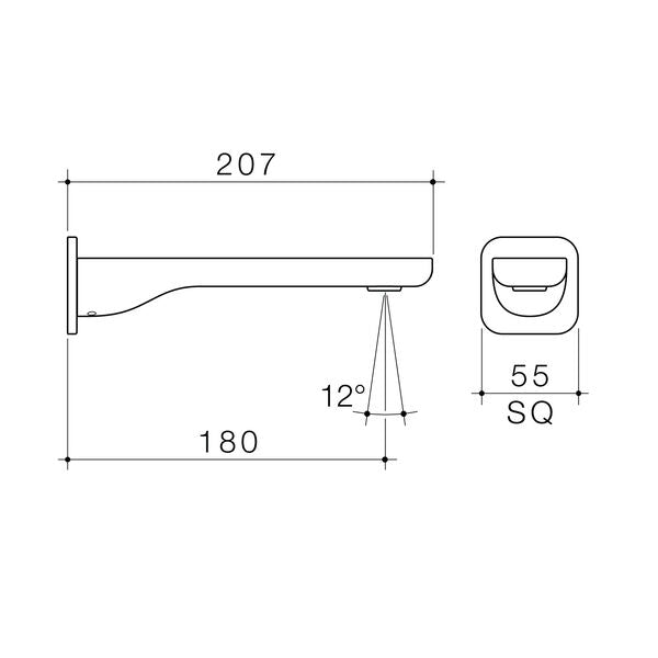 Caroma Luna II Basin/Bath Outlet 180mm technical drawing