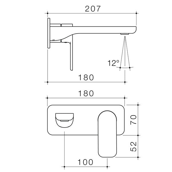 Caroma Luna II Wall Basin/Bath Mixer Trim Kit technical drawing